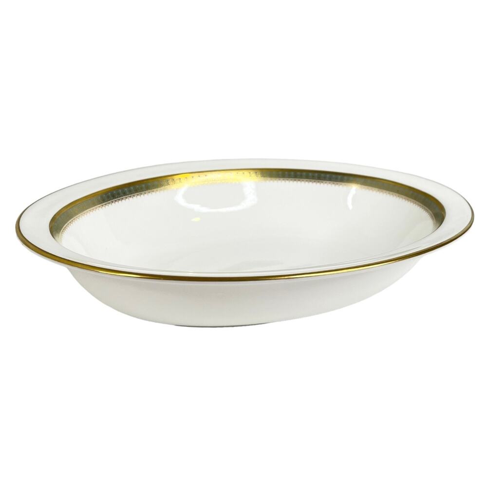 Royal Doulton Vegetable Dish 11" Oval Serving Bowl Clarendon China White Gold